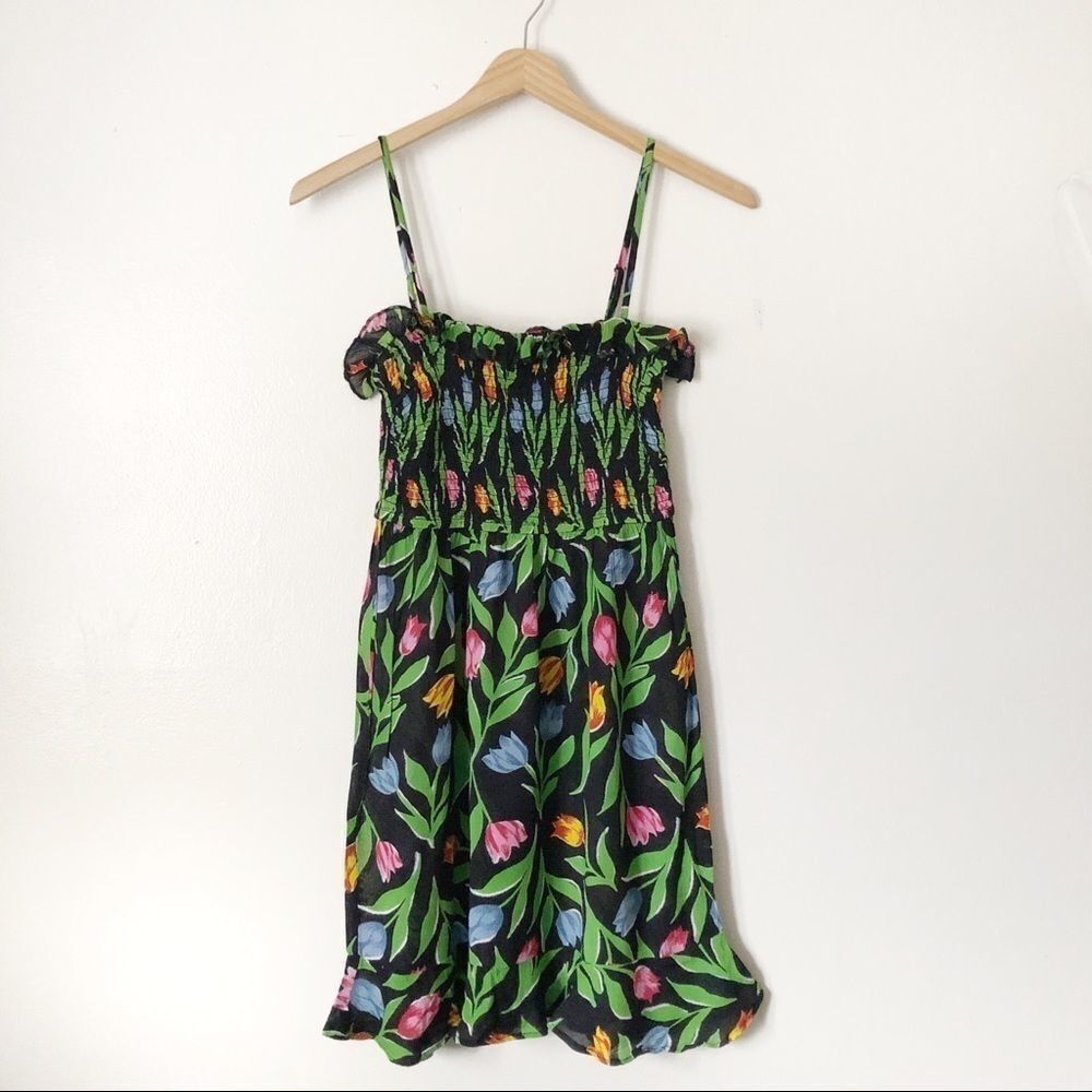 Urban Outfitters Green Floral Smock Mini dress - Picture 1 of 6